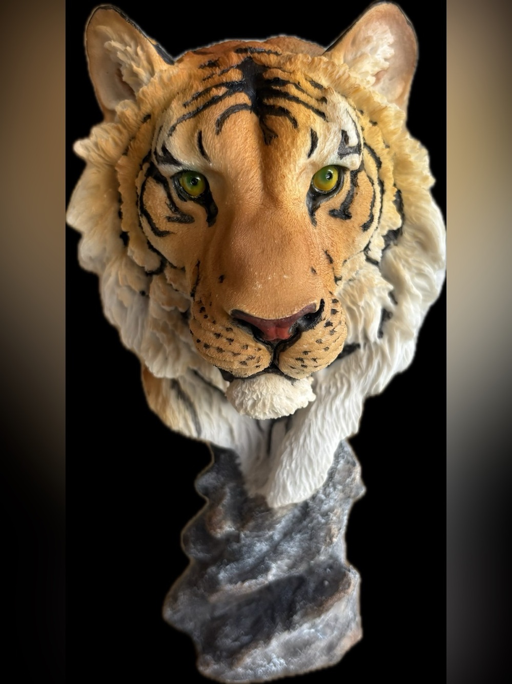 Realistic Tiger Head Wall Sculpture in Orange and White